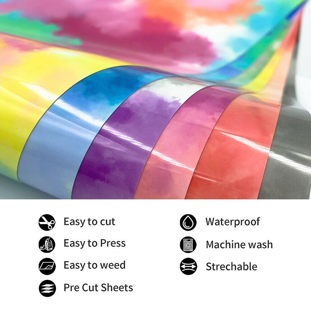 HTV Heat Transfer Vinyl Iron On Garment Cut of 12inx10in 32 Assorted Colors Easy To Cut & Weed Heat Press Film for DIY Shirts