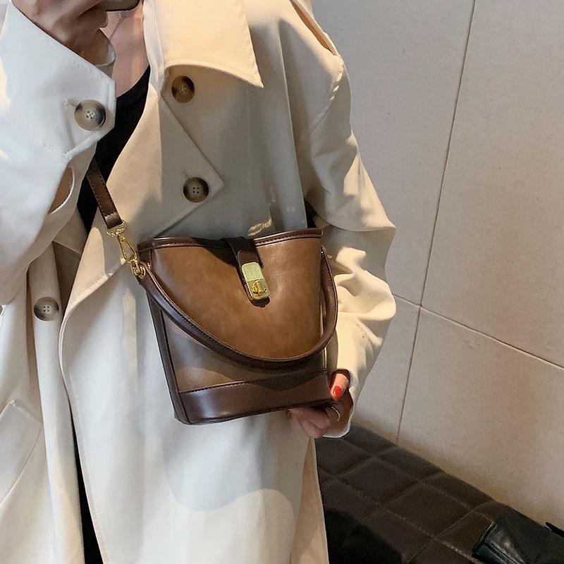 High-end Fashion Handbag Bag Women's New Autumn and Winter Retro Simple Bucket Bag Niche Diagonal Span Shoulder Bag