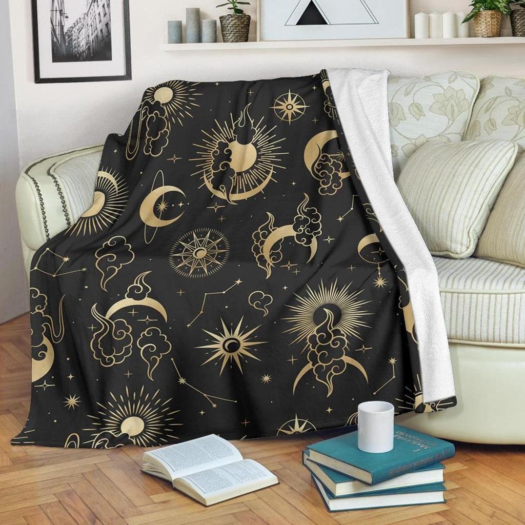 Sun And Moon Bohemian 3D Printed Blanket Flannel Blanket Throw Blanket Soft Sofa Kids Blanket