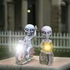 Solar Alien Statue Small Resin Landscape Figure Collectible Sci-Fi Solar Light Decoration for Outdoor Patio Garden Lawn Balcony