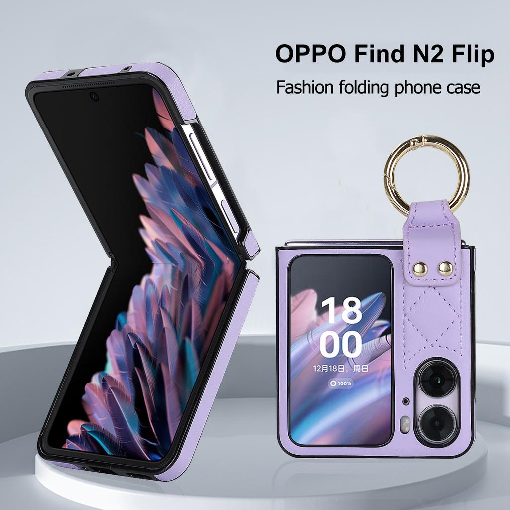Emboss Diamond Ring Holder Leather Phone Case for OPPO Find N2 Flip 5G N2Flip CPH2437 N 2 Kickstand Ultra Thin Shockproof Cover
