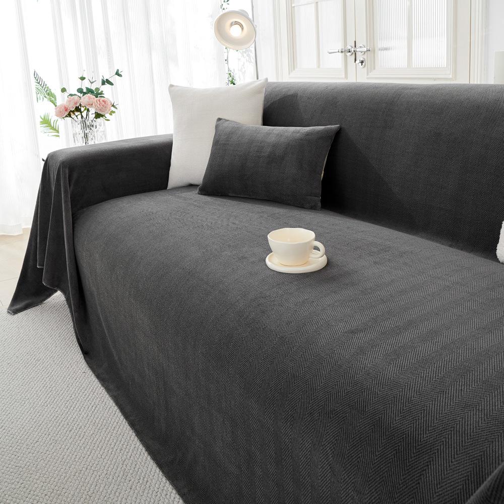 Milk Fiber Herringbone Sofa Towel Four Seasons Universal Simple Non-Slip Sofa Cover Full Covered Cover Cloth