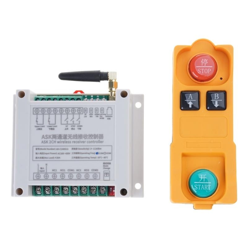 

Wireless Remote Switch AC220V~380V 2-channel Remote Controller Switch 315/433Mhz Transmitter for Remote Lamp Fans