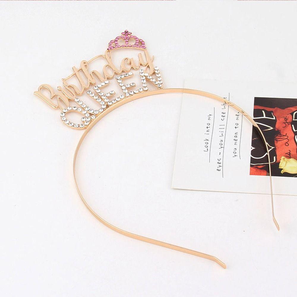 Gift Letter Zinc Zinc Alloy Tiara Crown Birthday Hair Hoop Birthday Queen Headband Female Jewelry