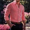 Men S Striped Long Sleeve Casual Open Front Shirt