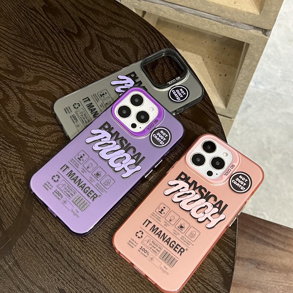 For iPhone 15 Pro Matte Case PC TPU English Tags Printed Phone Back Cover