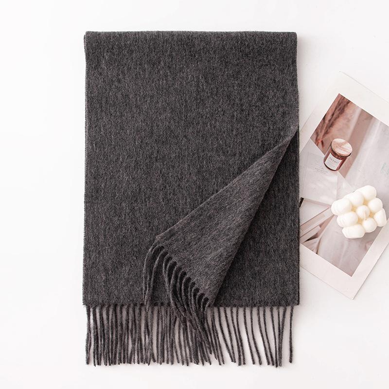 Autumn and Winter New Solid Color Scarf for Women Versatile Neck Scarf Thickened Warm Shawl Simple Tassel