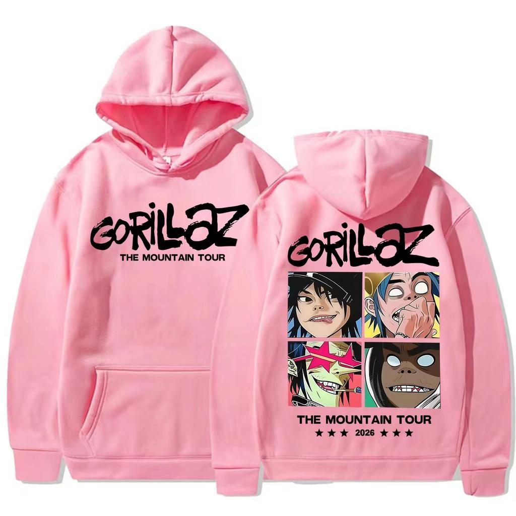 Gorillaz Band The Mountain 2026 Tour Hoodies Men Women Harajuku Gothic High Street Sweatshirt Casual Soft Cotton Sweatshirt