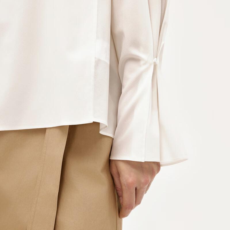 LESS 2024 Spring Silk Blend Pullover V-Neck Shirt