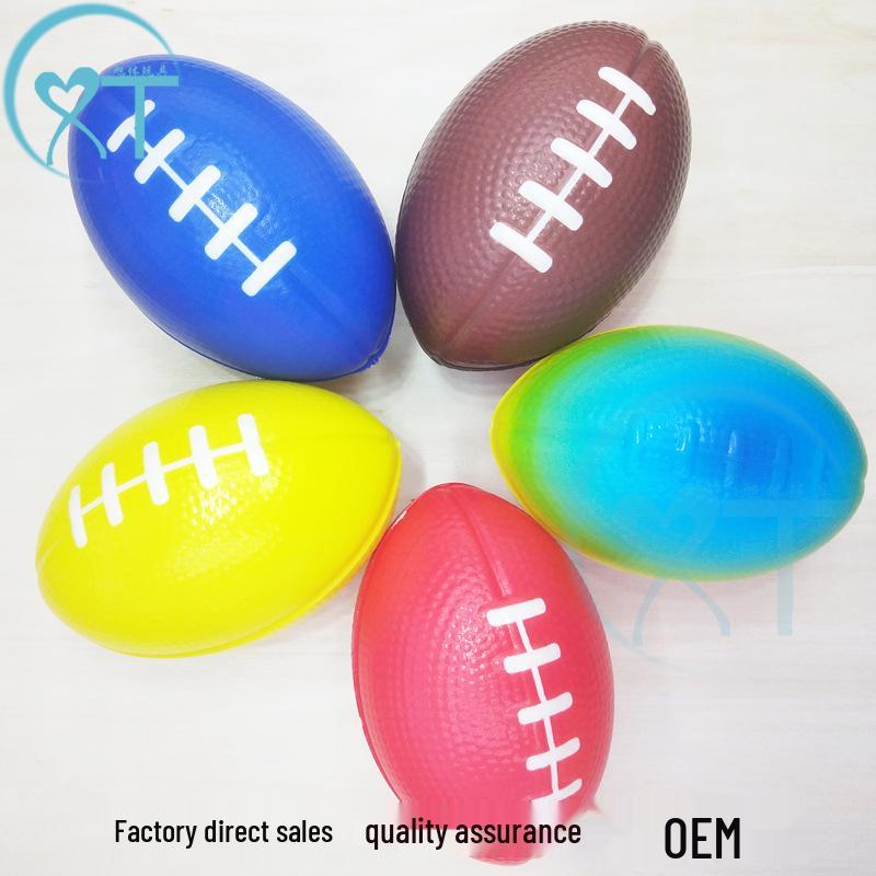 9cm PU Sponge Coffee Rugby Ball - Squishy Stress Relief Toy