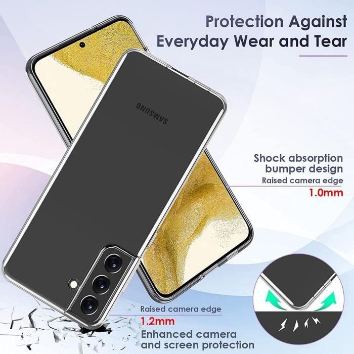 Coque pour Samsung S22 - PROSHOP - Silicone Anti choc Souple - Transparent - 2 Verres Trempés