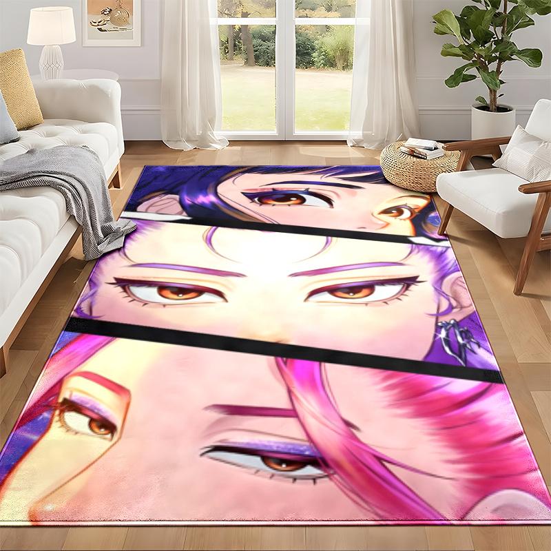 Kpop demon hunters Carpet Door Mat for Living Room or Bedroom Protective Mat Under Chair Office Decoration Christmas Gift Birthday Present