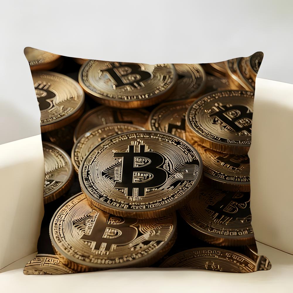 Cool Bitcoin Fashion Luxury Cushion Cover Natural Linen Organic Fabric DoubleSided Printing Room Sofa Decor Pillow Case