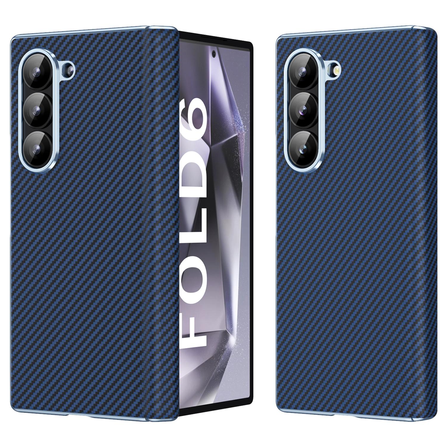 

For Samsung Galaxy Z Fold6 5G Case Leather+PC Phone Cover with Hinge Protection Blue