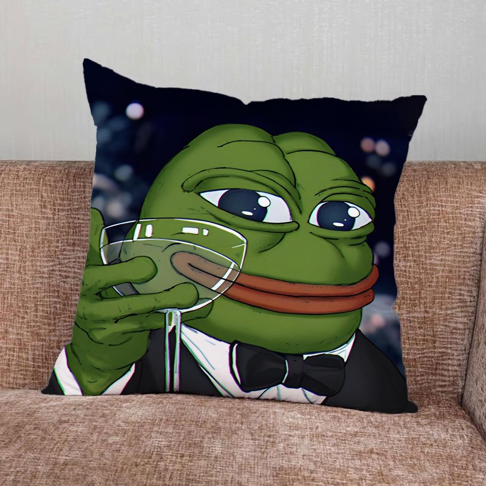 Funny P-Pepe Frog Sad Pillow Case For Home Bedroom Car Office Decoration Living Room Sofa Cushion Cover Suitable