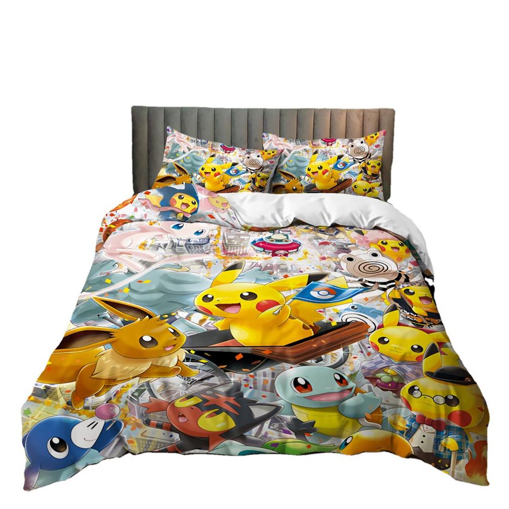 Pikachu Duvet Cover 3D Printed Pokémon Bedding Set Anime Quilt Duvet Pillowcase For Children And Girls Boys Teenagers Adults