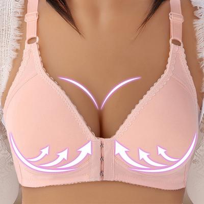 Women Bra Without Steel Ring Comfortable Large Size Adjustable Underwear Glossy Bra Soild Color Lace Bras