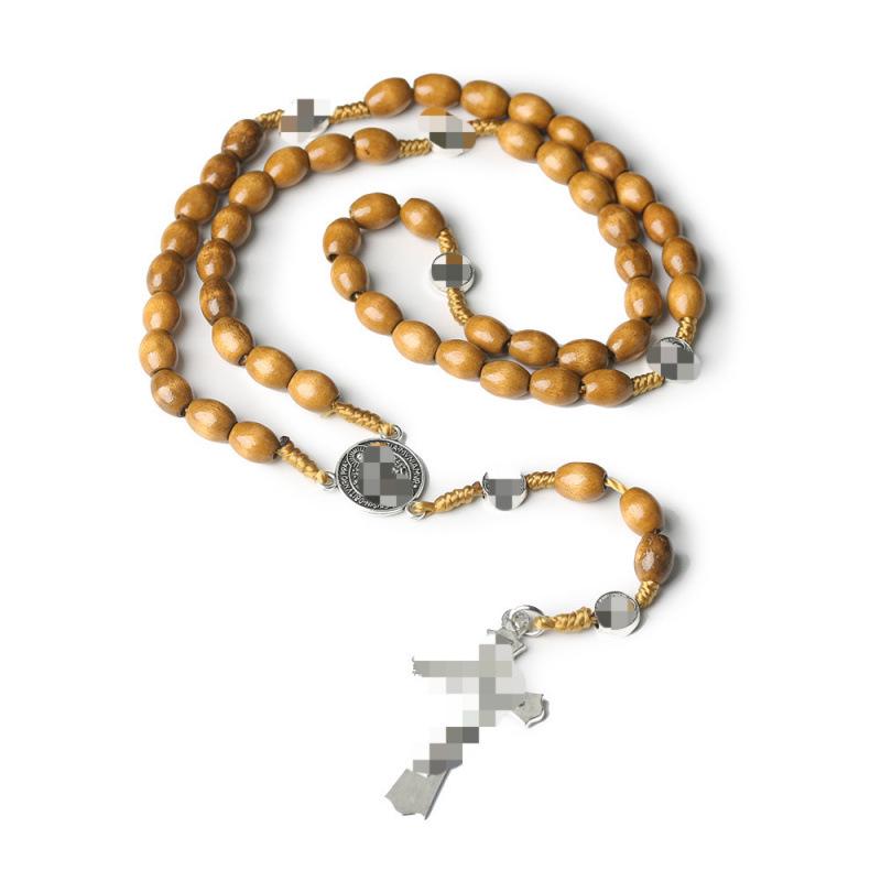European & American Zinc Alloy Cross Rosary Necklace