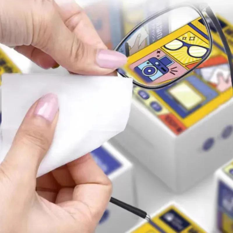 200/100 Peças Limpador de Óculos Lenço Úmido Descartável Anti-embaçante Remoção de Poeira Limpeza de Lentes Óculos de Sol Tela de Celular