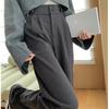 Autumn Winter High Waist Woolen Women's Wide Leg Pants New Button Korean Casual Loose Straight Full Length Trousers Female