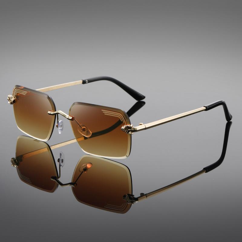 Personalized Small Frame Square Sunglasses Rimless Retro Marine Sunglasses Fashionable Female Driver