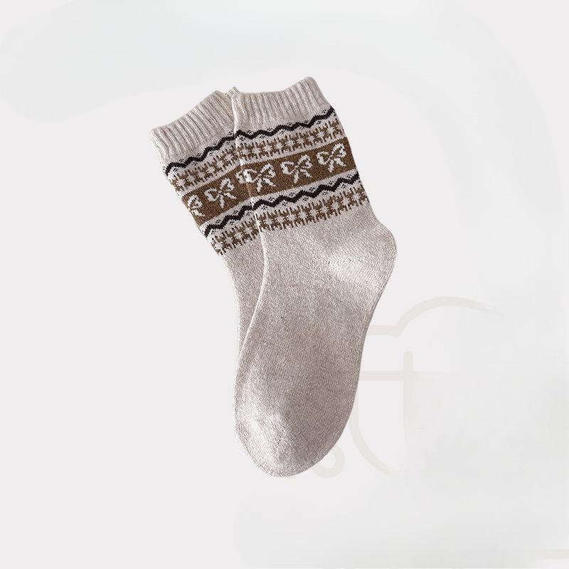 

Grey Vintage-style Socks - Wool Mid-calf Socks for Autumn and Winter, Thick and Warm, Suitable for Snow Boots - Winter 1 pair бежевий