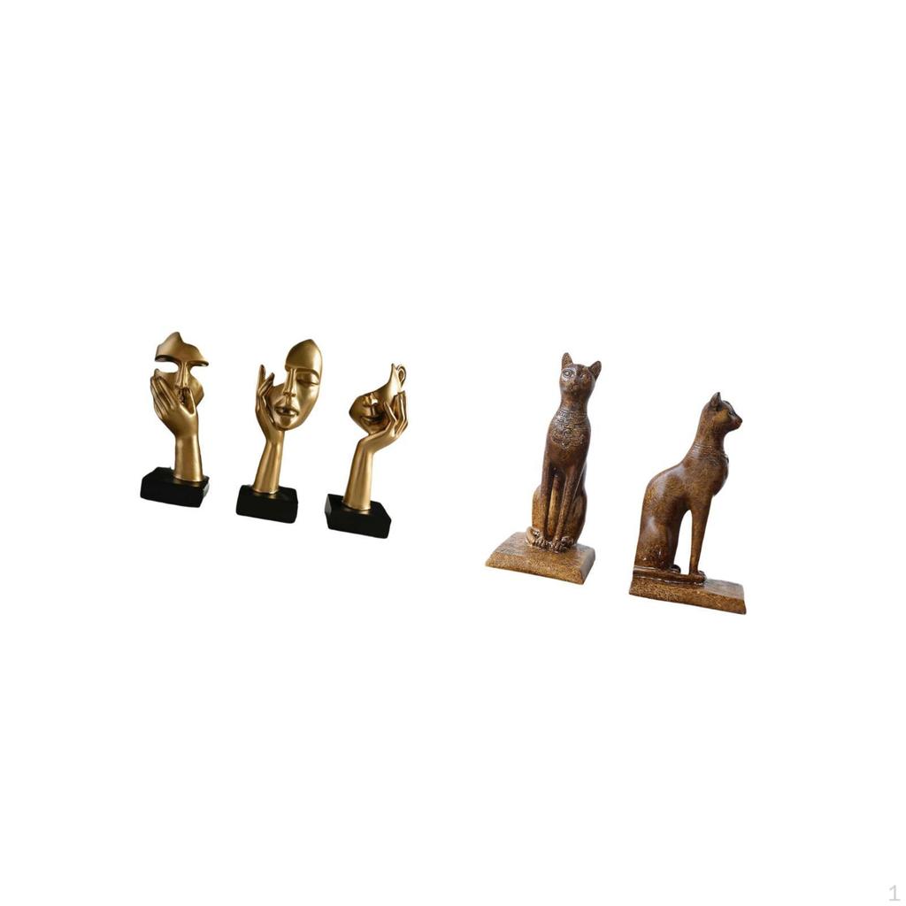 Resin Thinker Statues And Cat Figurines Abstract Art Sculptures Tabletop Decorations Bookends Book