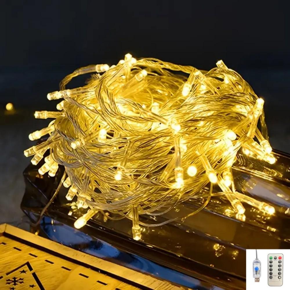 

10m USB LED Light String, 100 Lights, 8 Modes, Decorative Starry Sky Courtyard Lights 10m 100 Lights теплим білим кольором