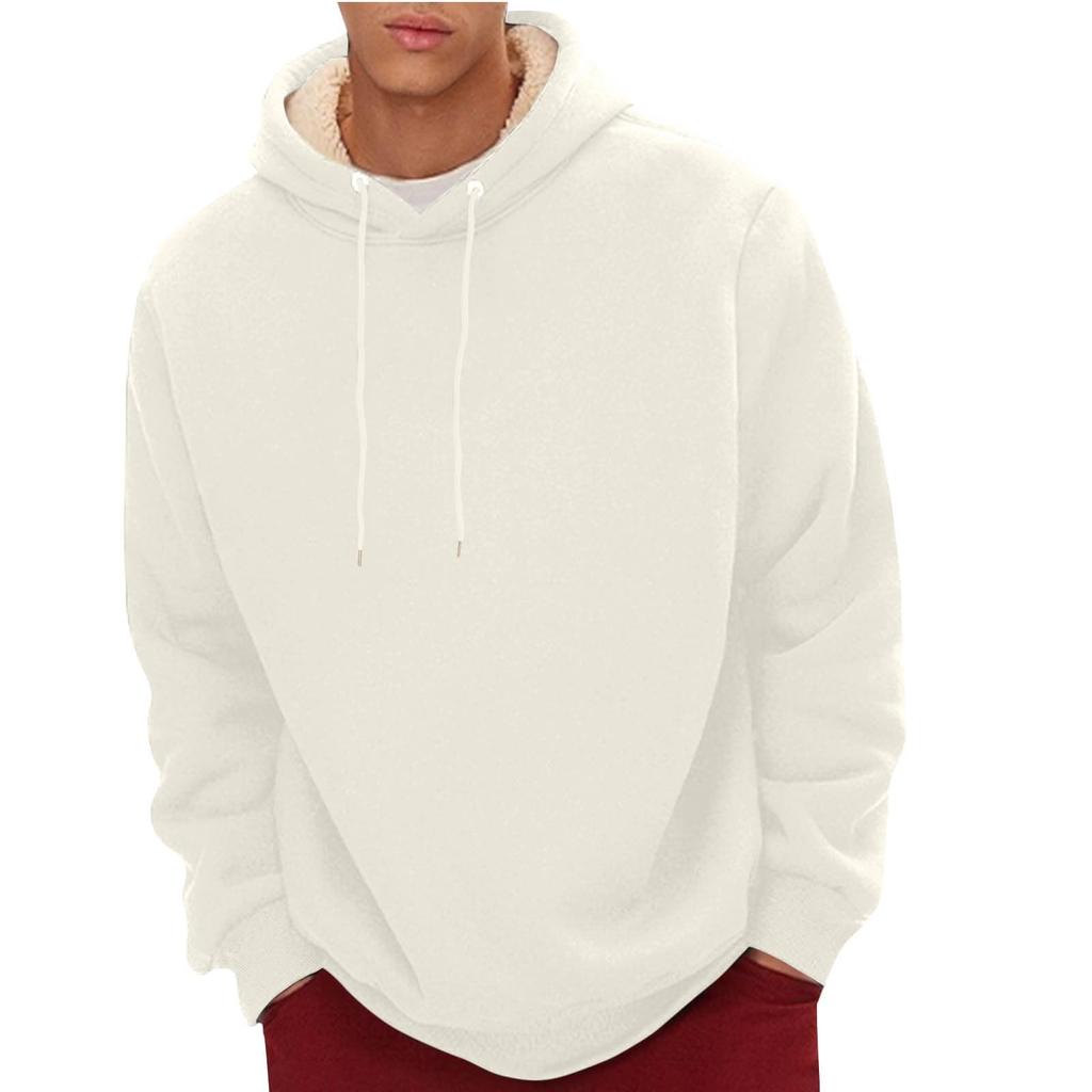 Set For Men 2 Piece Casual Long Sleeve Fleece Casual  Fuzzy Hooded Pullover Warm Pant Winter Sport