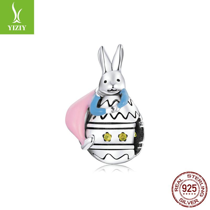 Easter Bunny Egg Series Diy Bracelet Beaded Children'S Fun 925 Silver Bead Accessories