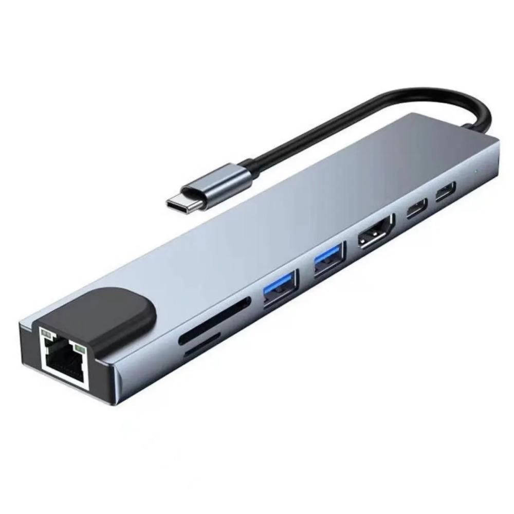 USB 8 in 1 Typ C 3 1 zu 4k HdTV Hub Adapter mit SD TF RJ45 Kartenleser PD schnelle Ladung für Macbook Notebook Computer