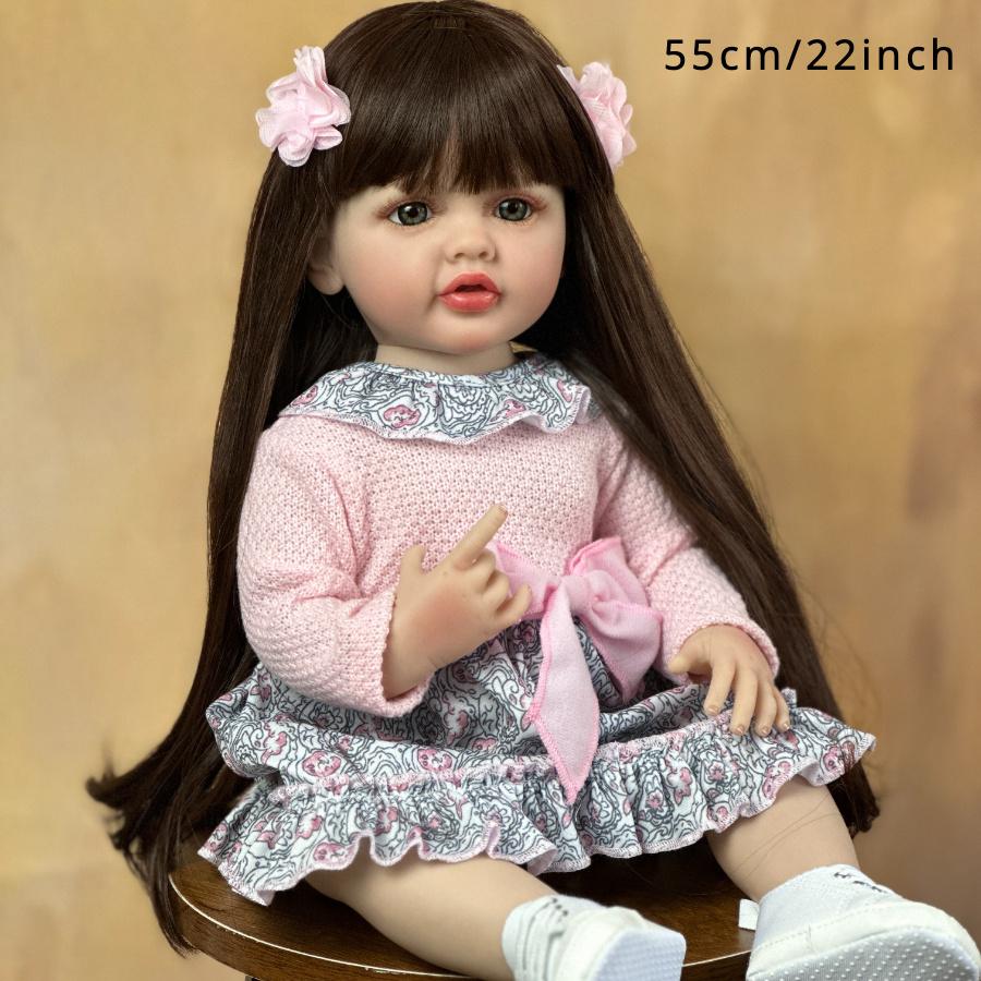 BZDOLL Full Body vinyl Reborn Doll Girl Baby 55cm 22inch Lifelike Princess Newborn Toddler Bebe Toy Lovely Birthday Gift