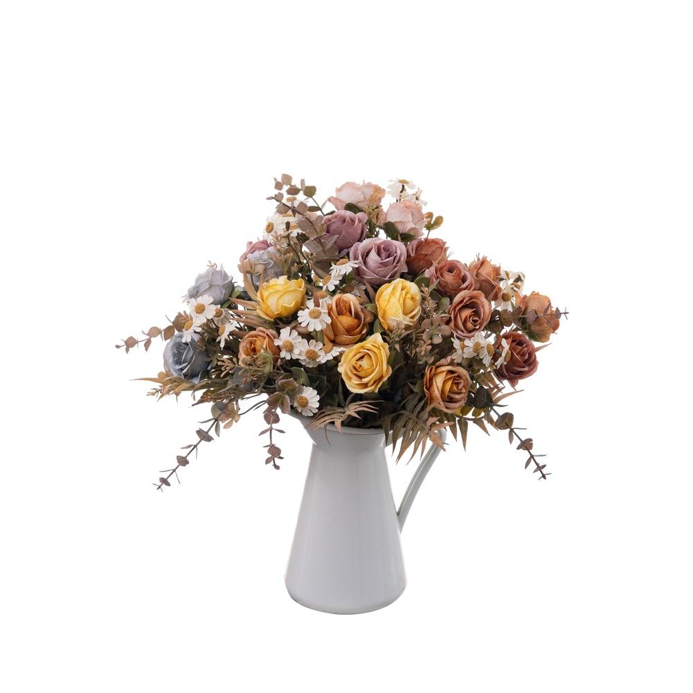 Artificial Rose Bouquet Fake Floral Ornament Complete Set Arrangement