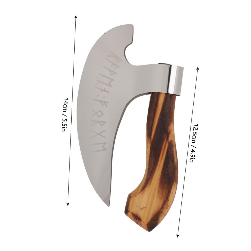 Edelstahl Pizza-Schneideaxt Ergonomischer Griff Gebogene Klinge Pizza-Schneider Werkzeug Poliertes Finish Holzmaserung Griff
