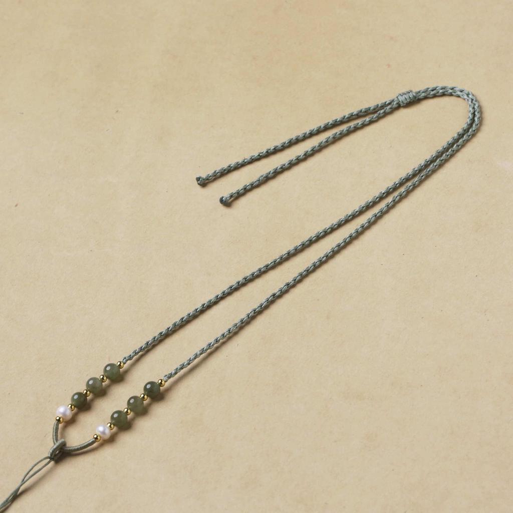 Handmade Hetian Jade Pendant Necklace with Adjustable Lanyard