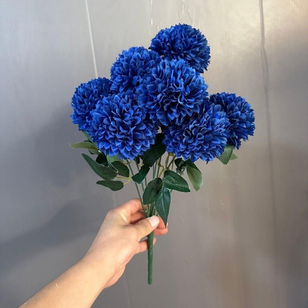 9 Heads Artificial Dandelion Bouquet Dyed Edged DIY Floral Materials Chrysanthemum Bunch Silk Cloth Realistic Simulation Flowers