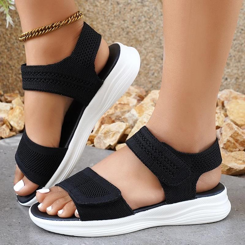 

Fashion Women s Summer Casual Platform Sandals Comfortable Non Slip Beach Shoes Woman Soft Sole Lightweight Walking Sandalias Mujer 2025 36 чёрный