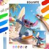 Digital Oil Painting Art Kit Surfing Blue Alien Character Beach Scene Hand Filled Home Decor