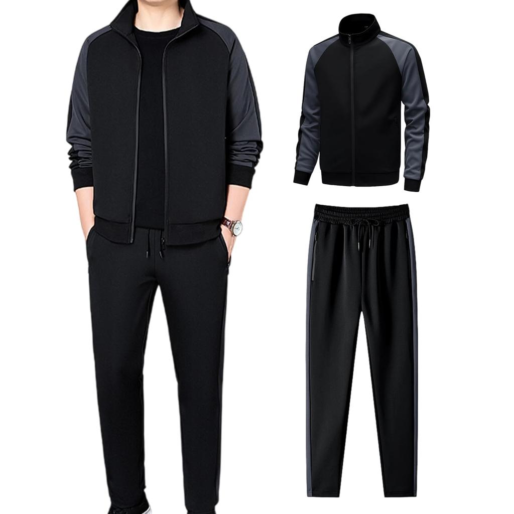 Kayiyasu Trainingsanzug Lang Verstellbar Locker Übergröße Herren Set, Offen, Sportbekleidung, Ärmel, Passform, Taschen, Lässig, Loungewear, Oberbekleidung, Passform, (M,