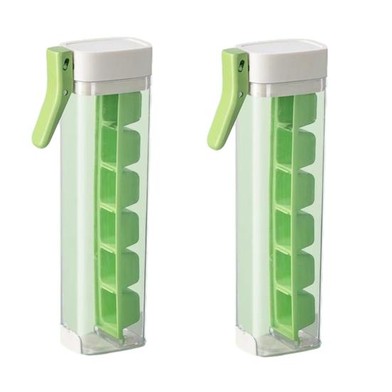 

2Pcs Press-Release Ice Cube Tray with Lid Food-Grade Silicone Mold for Freezer Easy-Release Leak-Proof Space-Saving Ice Maker for Home Party