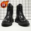 Men's Boots Outdoor Waterproof Leather Boot Classic Black High Top Boot Plush Warm Winter Boots Fashion Motorcycle Boots for Men