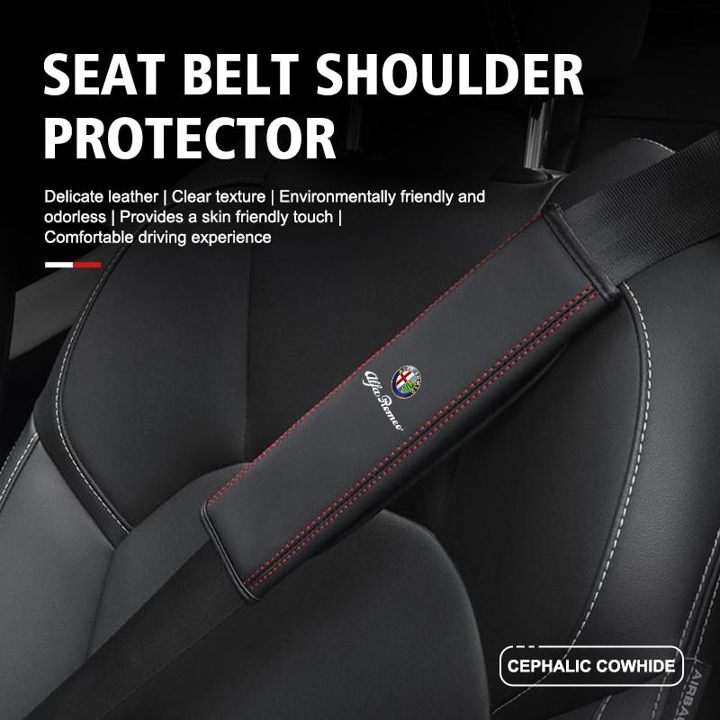 2026 Hot Alfa Romeo Adjustable Car Logo Seat Belt Cover Anti-wear Protection Cover For Alfa Romeo 159 Giulietta Giulia 147 MitoNC7