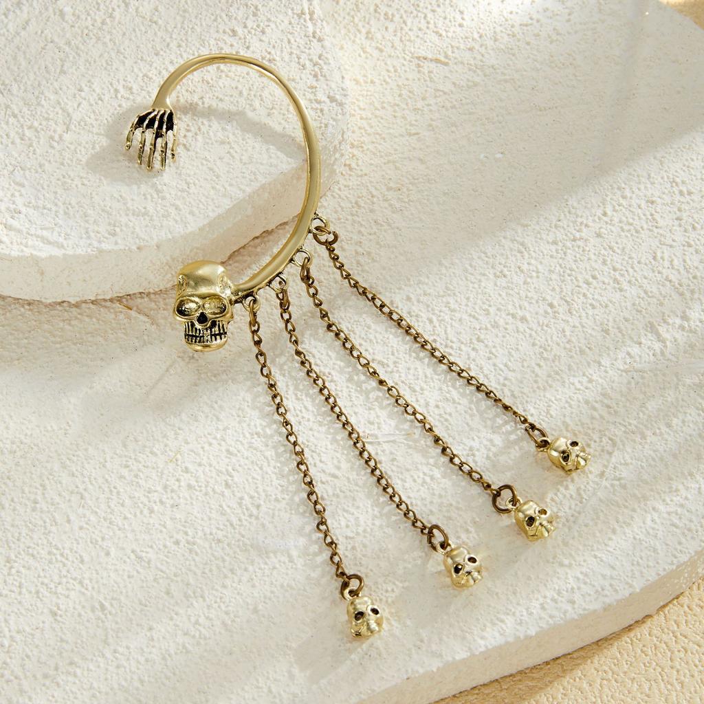 Halloween gothic creative skull ear hanging European and American exaggerated long fringed earrings earrings women