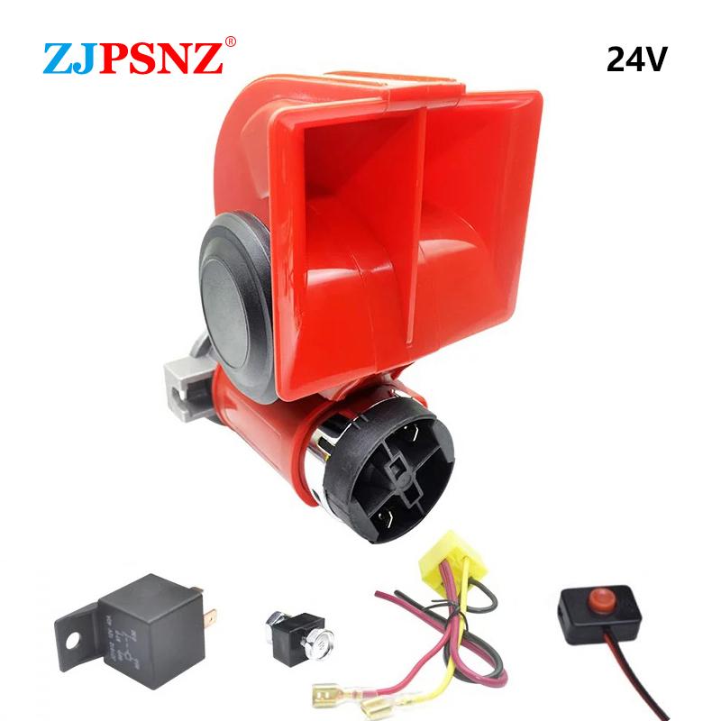 12V 24V Electric Air Horn Dual Tone Horn Kits Waterproof With Compact Horn For Car Auto Motorcycle 132db Super Loud Honking Horn