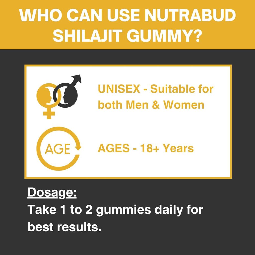 Nutrabud Pure Shilajit Gummies 100mg For Daily Energy And Stamina Support Tamarind Flavour Veg Supplement 60 Count Pack Of 1
