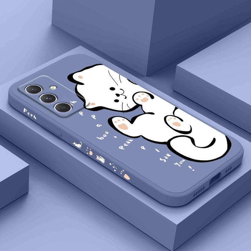 English White Cat Case For Samsung A56 A17 A16 A07 A06 A54 A36 A34 A24 A14 A15 A25 A35 A55 A73 A53 A33 A23 A13 A72 A52 A32 5G