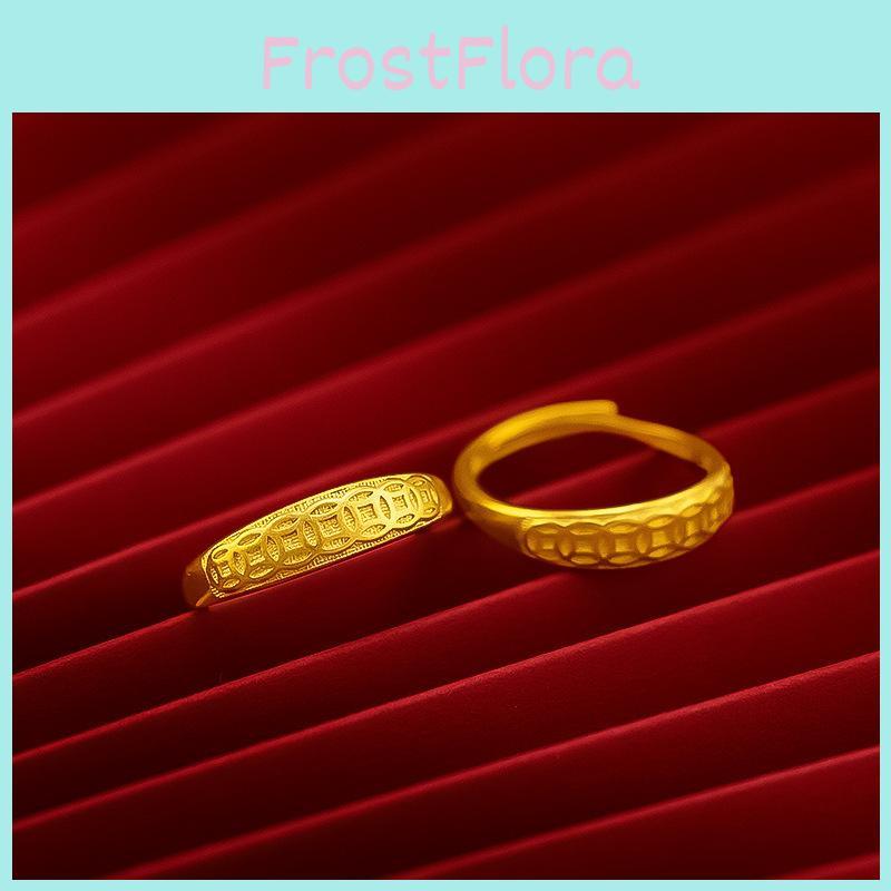 Attractive Womens Adjustable Coin Ring In Gold Plated Brass Elegant Finger Wear