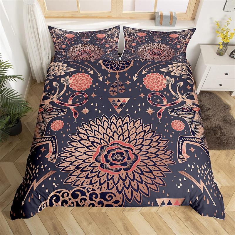 Deer Animal Duvet Cover Collection Twin Queen Size Butterfly Flowers Bedding Collection Microfiber Moon Galaxy Comforter Cover For Girls Teens