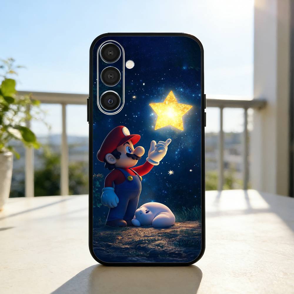 Anime Super M-MarioS Bros Phone Case For Samsung A73,A21s,A22,A31,A32,A52,A53,A71,A80,Soft Black Shell