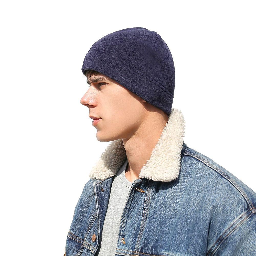 Polar Fleece Running Cycling Cap Slouchy Fleece Sports Hat Winter Ski Cap  for Men Women
